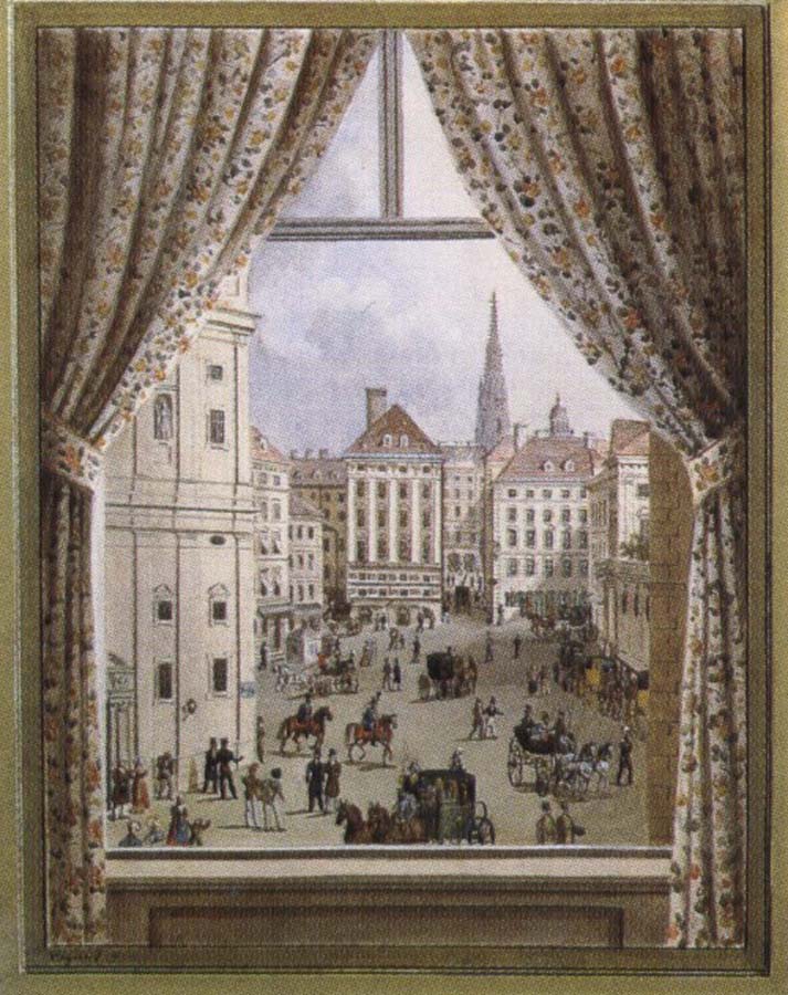 a view of a viennese square in